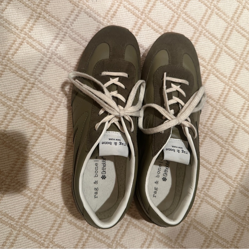 Rag & Bone Olive and White Sneakers